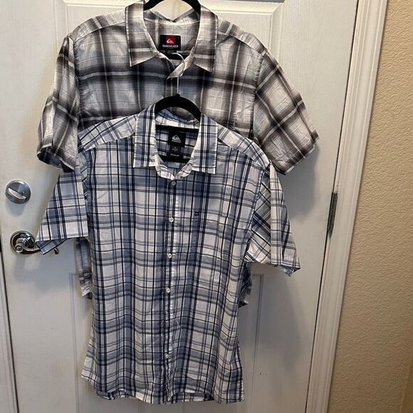 Quiksilver Other - Quiksilver Two Men’s Plaid Button Down Shirts Black/Gray and Blue/White L